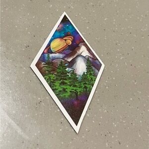 Colorful Space and Mountain Magnet